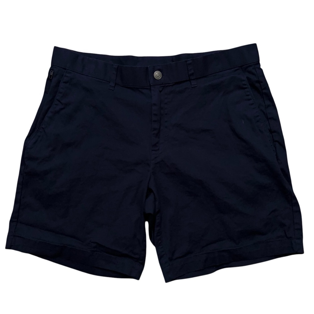 Fabletics The High Side Chino Shorts Mens Size 34 Cotton Blend Stretch Navy Blue